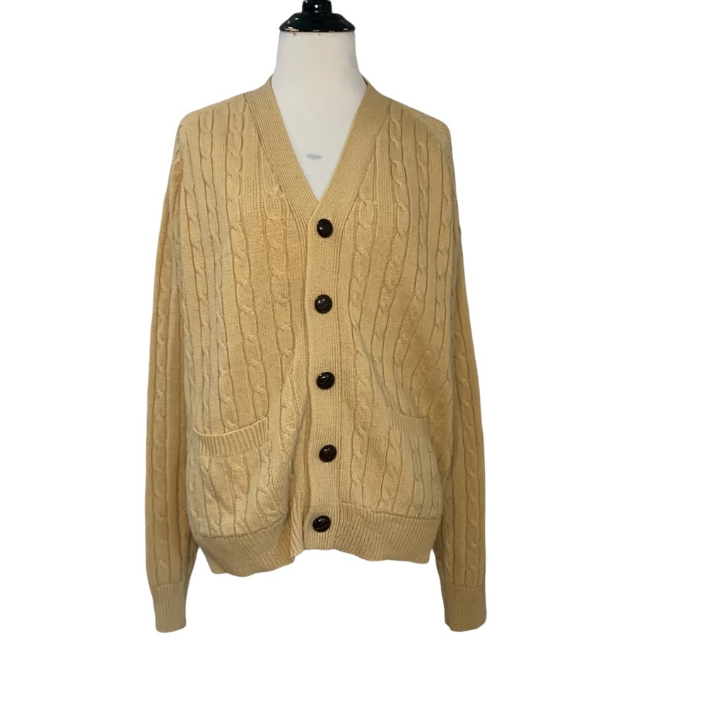 Atkinson Vintage Beige Cable Knit Granny Sweater